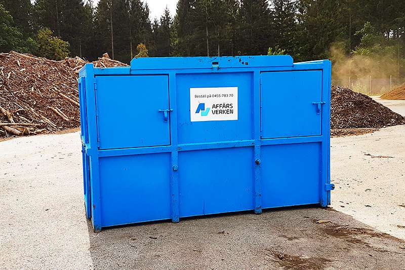 Blå container 8,5 kubikmeter